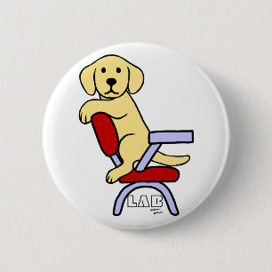 Gelber Cartoon Labrador-Studenten-3 Button