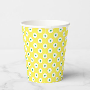 Gelber Cup mit grünen und weißen Polka-Punkten Pappbecher