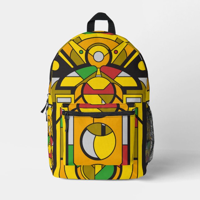 Gelber Cyberpunk Bedruckter Rucksack (Vorderseite)