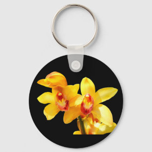 Gelber Cymbidium-Orchideen-Schlüsselanhänger Schlüsselanhänger