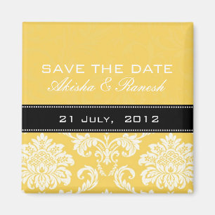 Gelber Damast-Save the Date Magnet