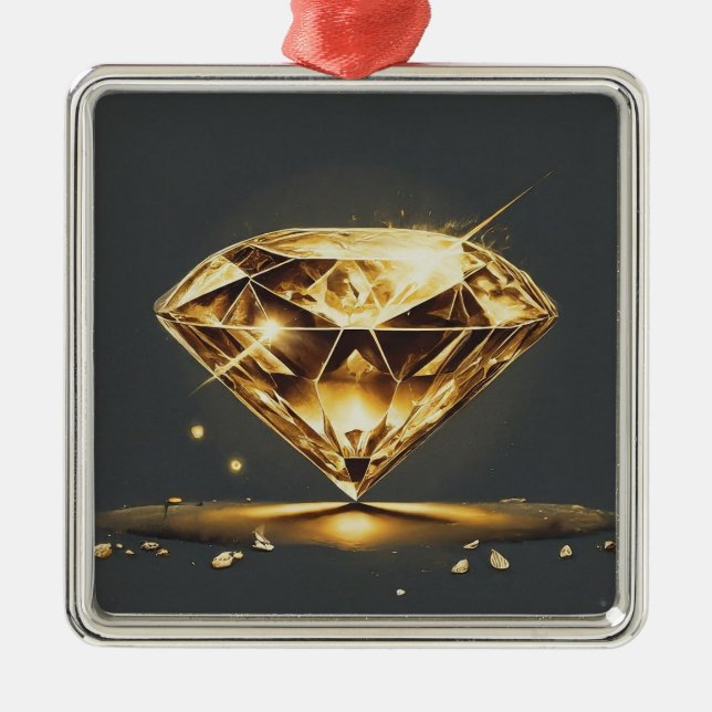Gelber Diamant und schwarz Ornament Aus Metall (Vorne)