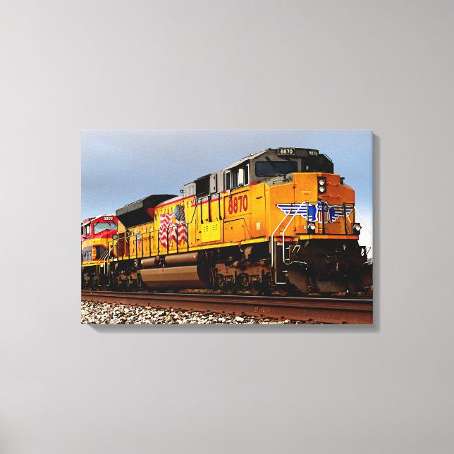 Gelber Diesel Lokomotive-Zug 24"x16" groß Leinwanddruck (Vorderseite)