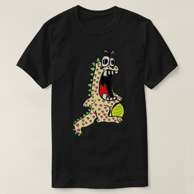 Gelber Dinosaurier der Liebe T-Shirt (Design vorne)