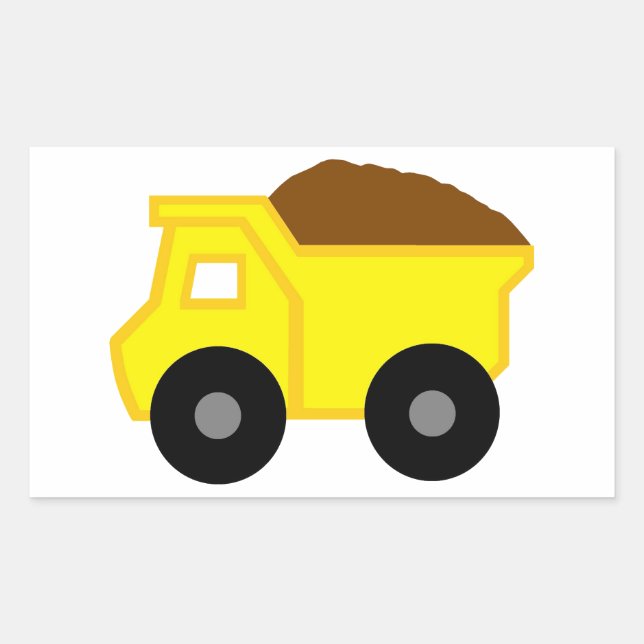 Gelber Dump Truck Rechteckiger Aufkleber (Vorderseite)