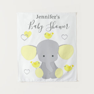 Gelber Elefant Junge Mädchen Baby Shower Hintergru Wandteppich