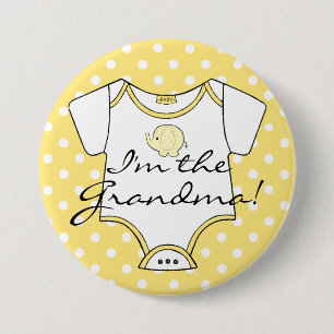 Gelber Elefant mit Polka-Punkten bin ich die Oma Button