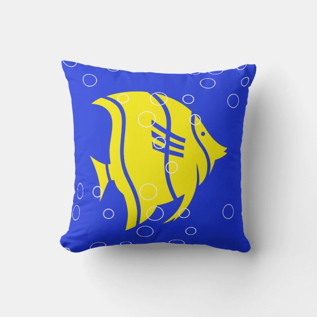 Gelber Engelfisch auf Blauem PILLOW Kissen (Vorderseite)