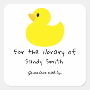 Gelber Ente - für die Bibliothek von Quadratischer Aufkleber