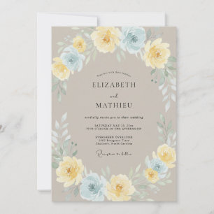 Gelber Eukalyptus-Kranz Hochzeit Einladung