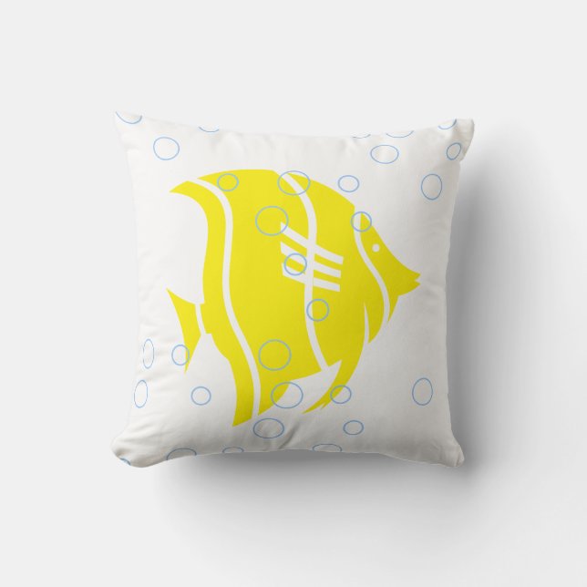 Gelber Fisch auf weißem PILLOW Kissen (Vorderseite)