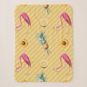 Gelber Flamingo Mango Zitronen Muster Sherpadecke