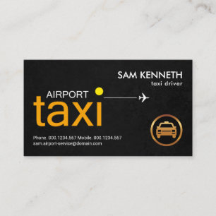 Gelber Flughafen Taxi Signi Black Grunge Treiber Visitenkarte