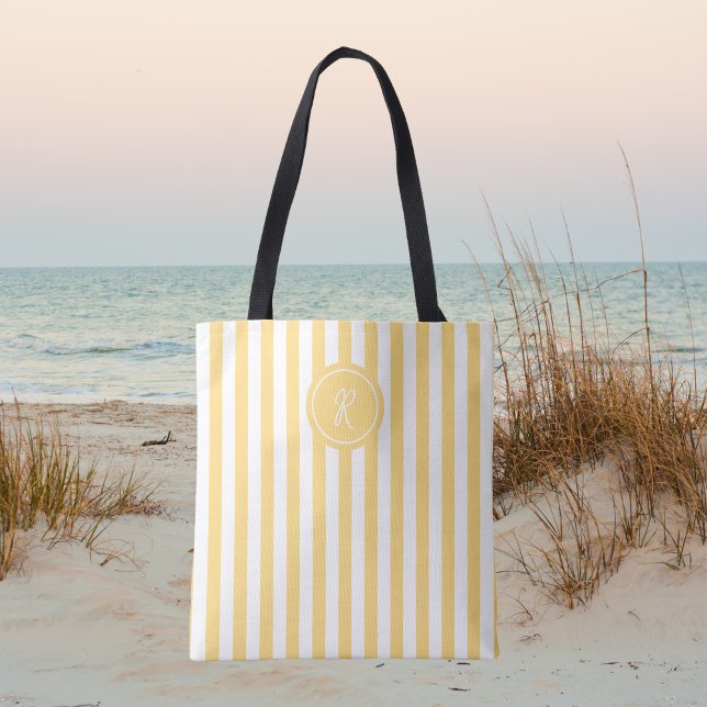 Gelber französischer Strandstreifen, Personalisier Tasche (Von Creator hochgeladen)