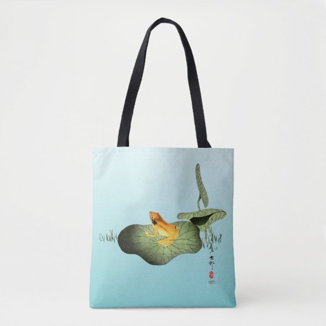 Gelber Frosch auf Lotus Leaf Tasche (Vorderseite)