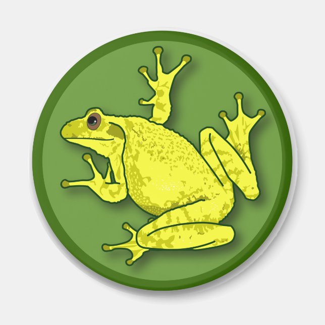 Gelber Frosch-Rundmagen Magnet (Vorne)