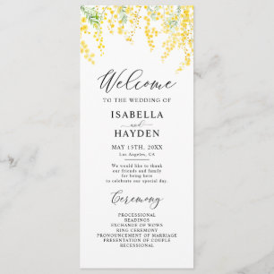 Gelber Frühling Elegantes florales Hochzeitsprogra Programm