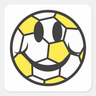 gelber Fußball-Smiley-Gesicht Quadratischer Aufkleber