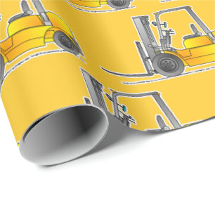 Gelber Gabelstapler-Konstruktionsfahrzeug Geschenkpapier