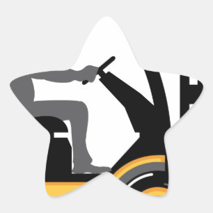 Gelber Gabelstapler Stern-Aufkleber