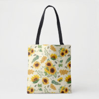 Gelber Garten Sonnenblumen Honey Bees Tote Beutel