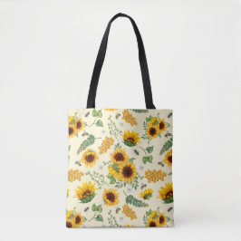 Gelber Garten Sonnenblumen Honey Bees Tote Beutel Tasche