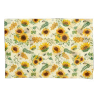 Gelber Garten Sonnenblumen Honigbienen PillowCase