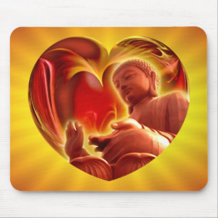 Gelber Glanz BUDDHA-Herzens   Mousepad