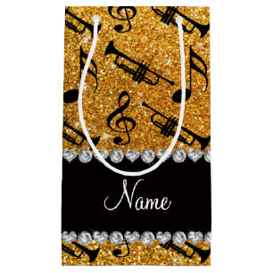 Gelber Glitter des individuellen Namens trompetet Kleine Geschenktüte