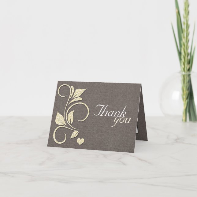 Gelber Glitzer Rustikal Dankeschön Karten (Vorderseite)