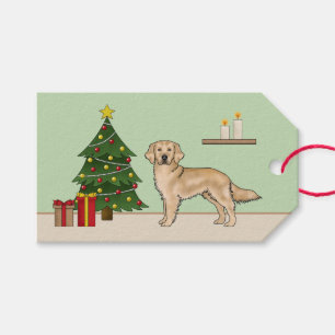Gelber Golden Retriever Cartoon-Hund Weihnachtsbau Geschenkanhänger