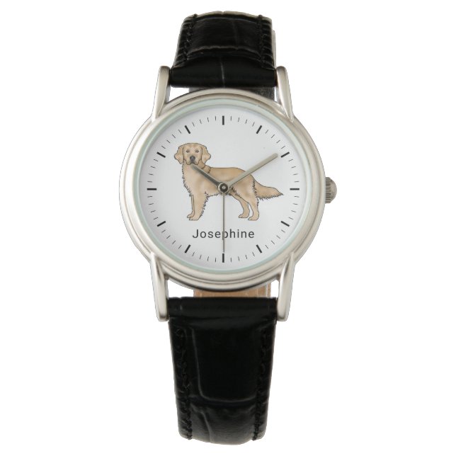 Gelber Goldener Retriever Niedlicher Hund mit Indi Armbanduhr (Vorderseite)