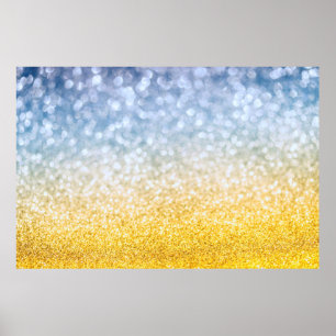 Gelber, goldgelber und blauer Hintergrund. Festlic Poster