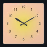 Gelber Gradient Ombre Aura Quadratische Wanduhr<br><div class="desc">Schöne digitale Aquarell Peach Yellow Gradient ombre Design. Gradient Sommer Geschenke.</div>