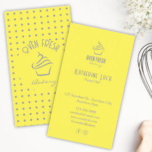 Gelber grauer Text Dots Cupcake Bäckerei Visitenkarte
