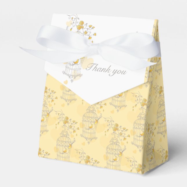 Gelber Grauvogel danke Ihnen Gastgeschenk Hochzeit Geschenkschachtel (Vorderseite)