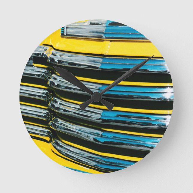 Gelber Grill Runde Wanduhr (Vorderseite)