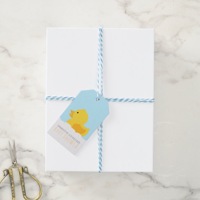 Gelber Gummi Ducky Bubble Bath Baby Dusche Geschenkanhänger (Mit Garn)