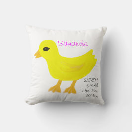 Gelber Gummi Ducky Geburtsdetails Rosa Kissen