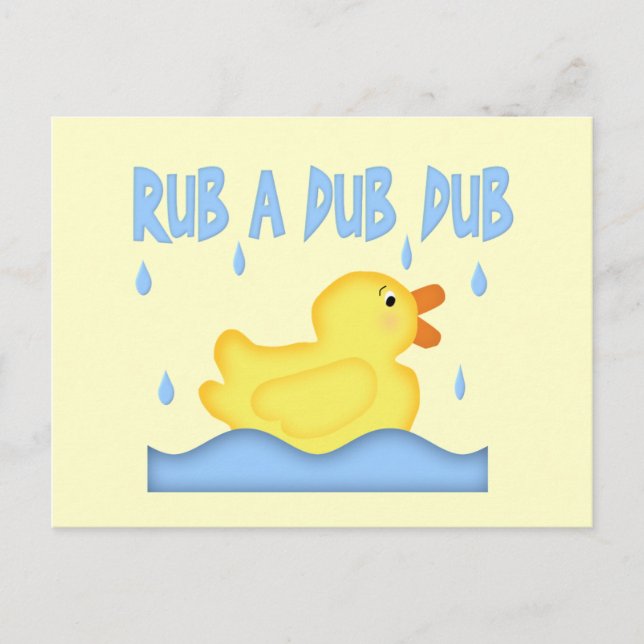 Gelber Gummi Ducky Rub A Dub Dub Postkarte (Vorderseite)