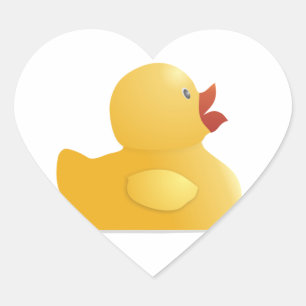 Gelber Gummi-Ente Herz-Aufkleber
