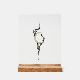 Gelber Halbmond mit magischem Rauch Wasserfarbe Acrylschild