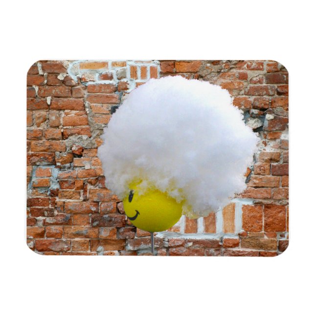 Gelber Happy Face Antenna Topper, Fluffy Snow Hat Magnet (Horizontal)