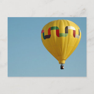Gelber Heißluftballon Vintage-Postkarte Postkarte