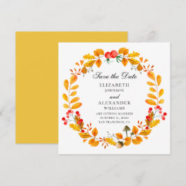 Gelber Herbstkranz. Hochzeit im Herbst Save the Da Einladung