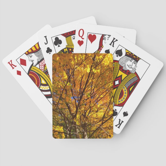 Gelber Herbstlaub Spielkarten (Rückseite)
