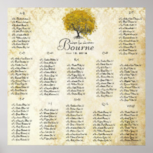Gelber Herzbaum 100 bis 150 Gäste alphabetisch Poster