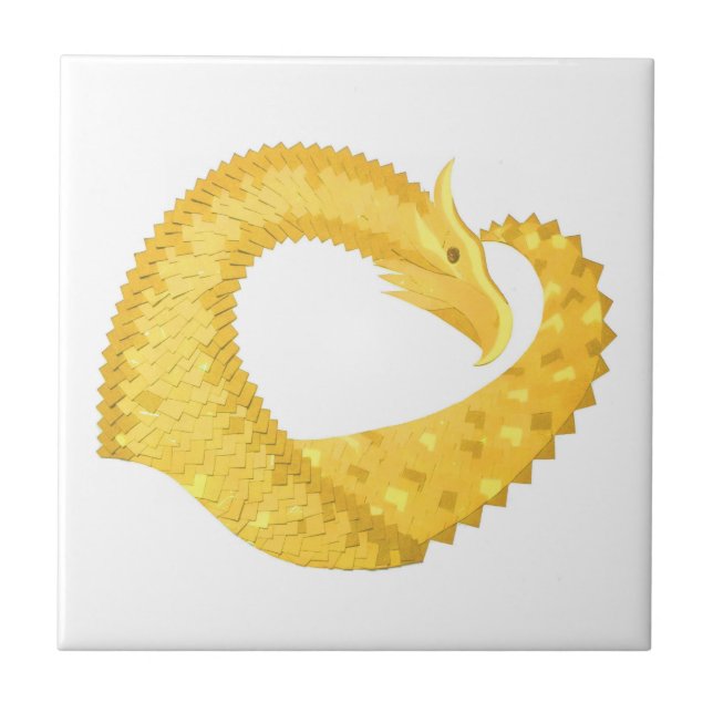 Gelber Herzdrache Fliese (Vorderseite)