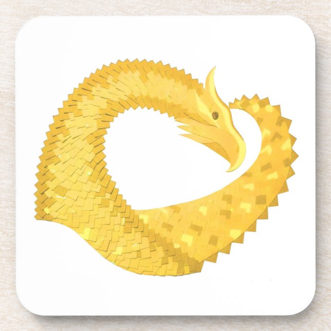Gelber Herzdrache Getränkeuntersetzer (Vorderseite)