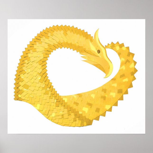 Gelber Herzdrache Poster (Vorne)